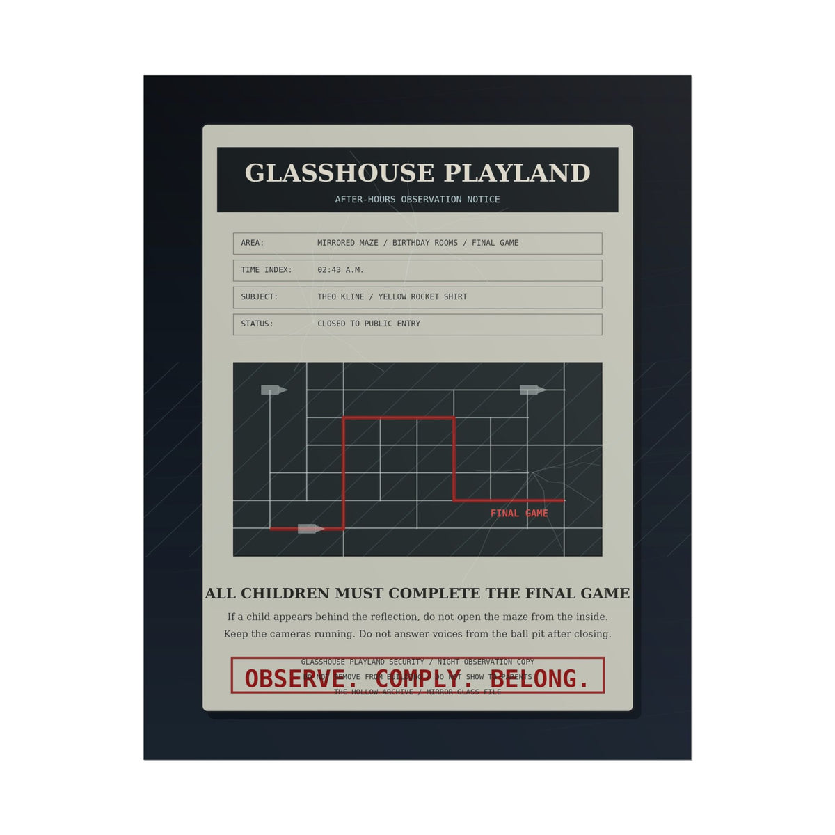 The Glass Playground Observation Notice Poster