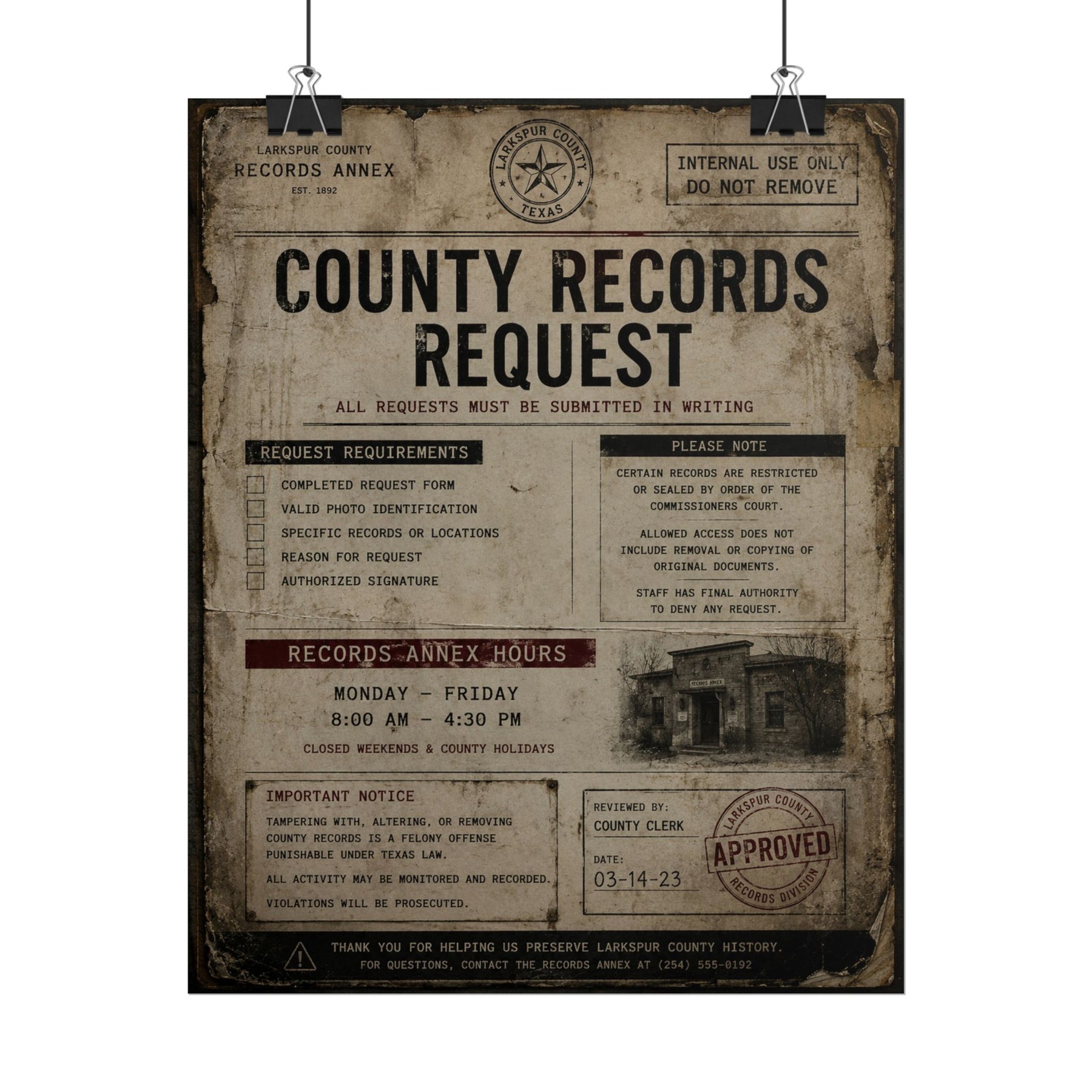 The Map Room County Records Request Poster