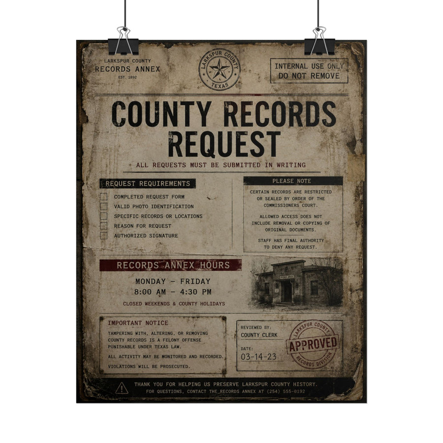 The Map Room County Records Request Poster