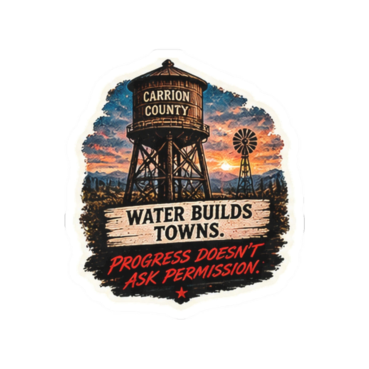Water Builds Towns Sticker