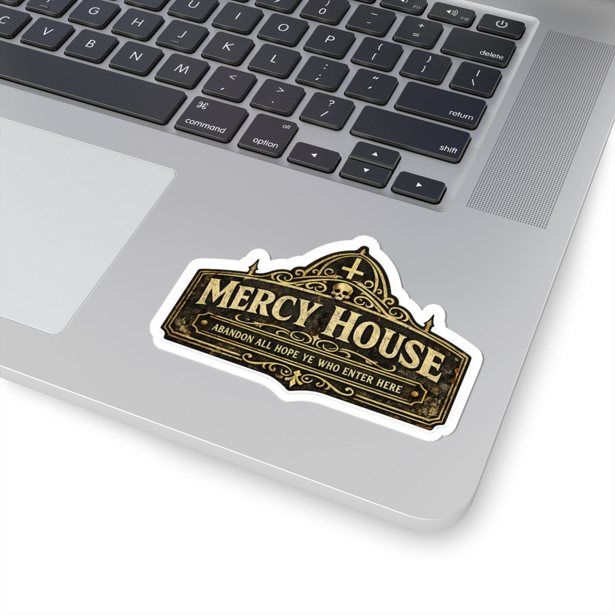 Mercy House Gate Sign Sticker