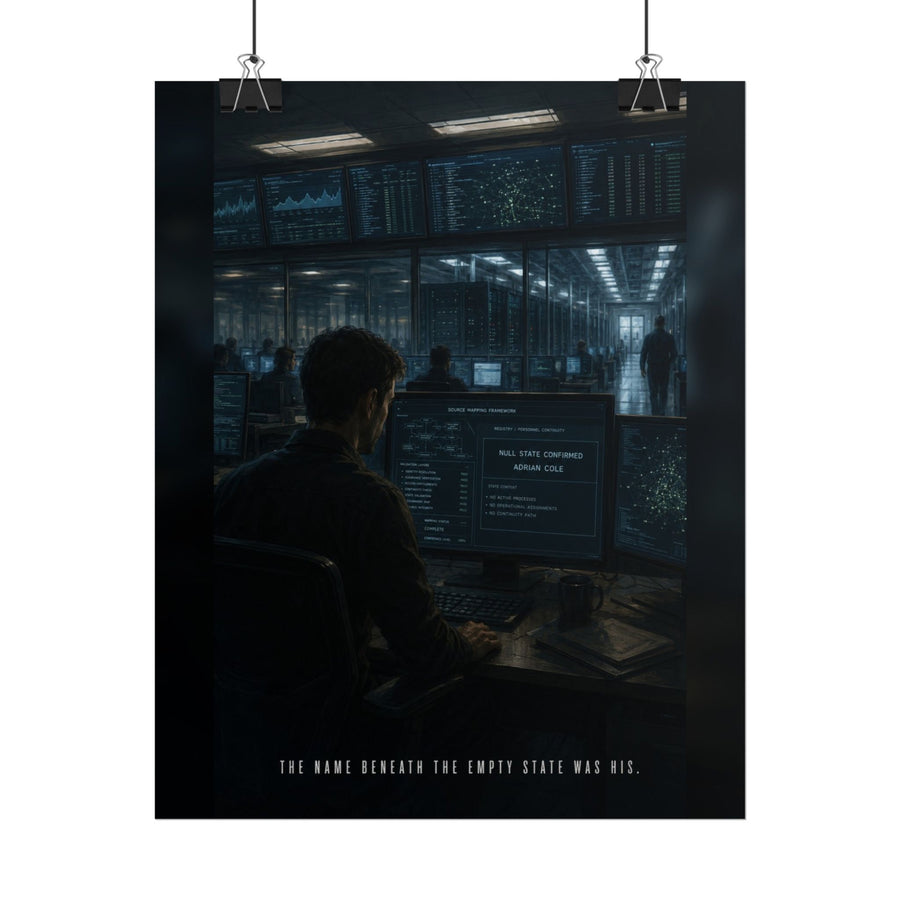 Null State — The Name Beneath the Empty State Was His Poster