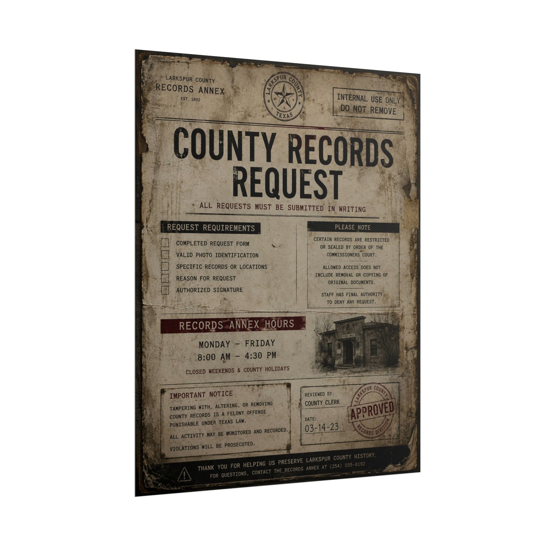 The Map Room County Records Request Poster