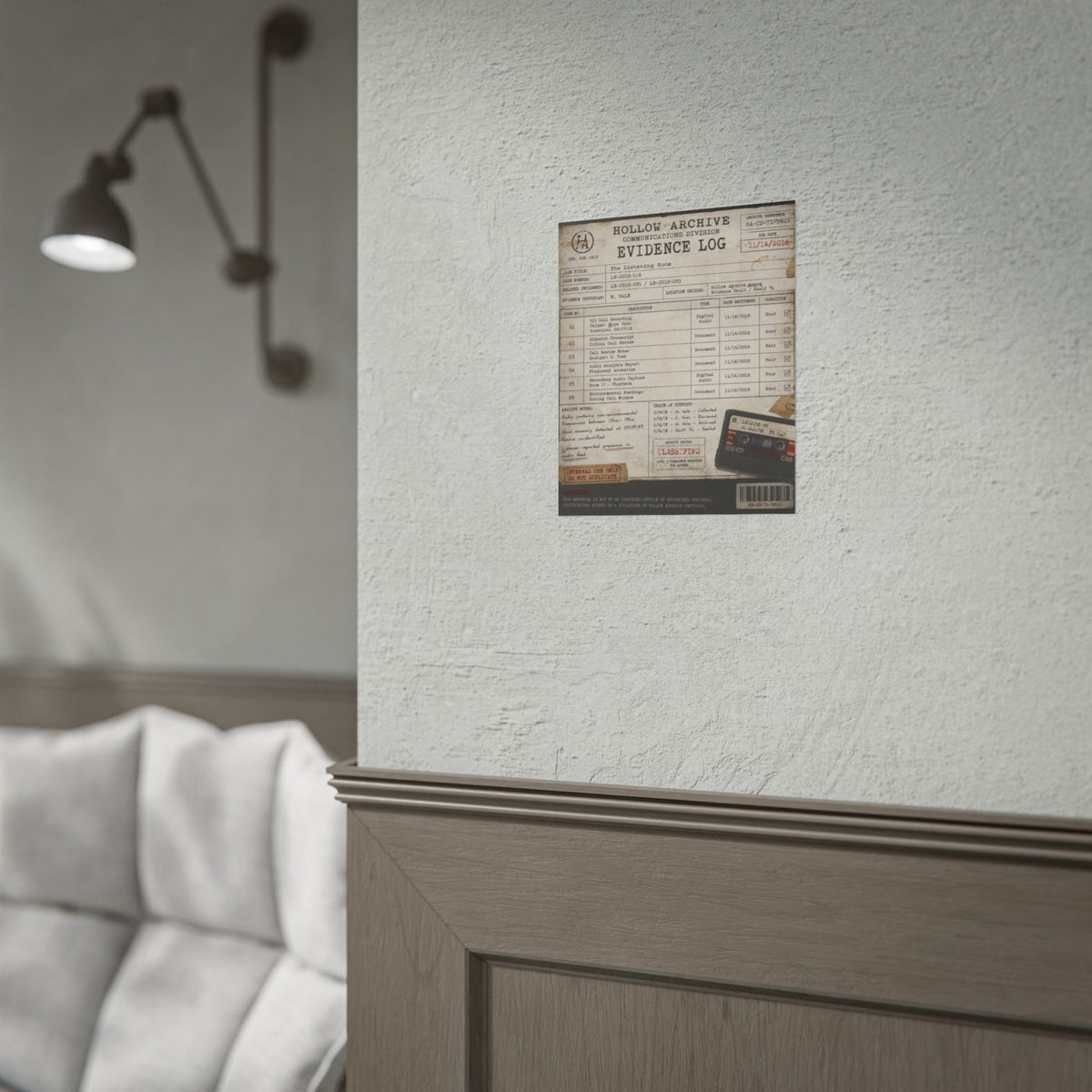 The Listening Room Evidence Log Poster