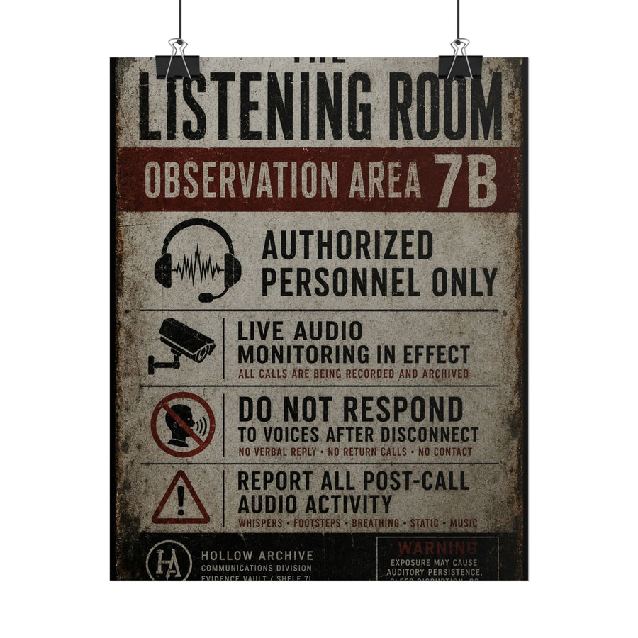 The Listening Room Observation Area Warning Poster