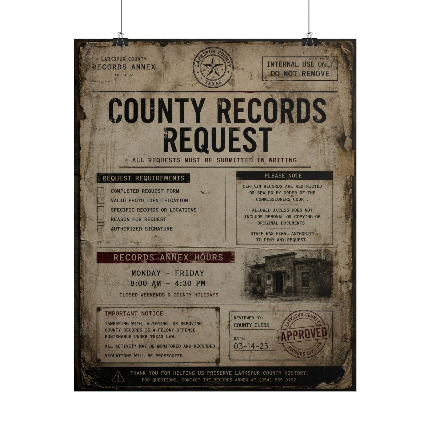 The Map Room County Records Request Poster