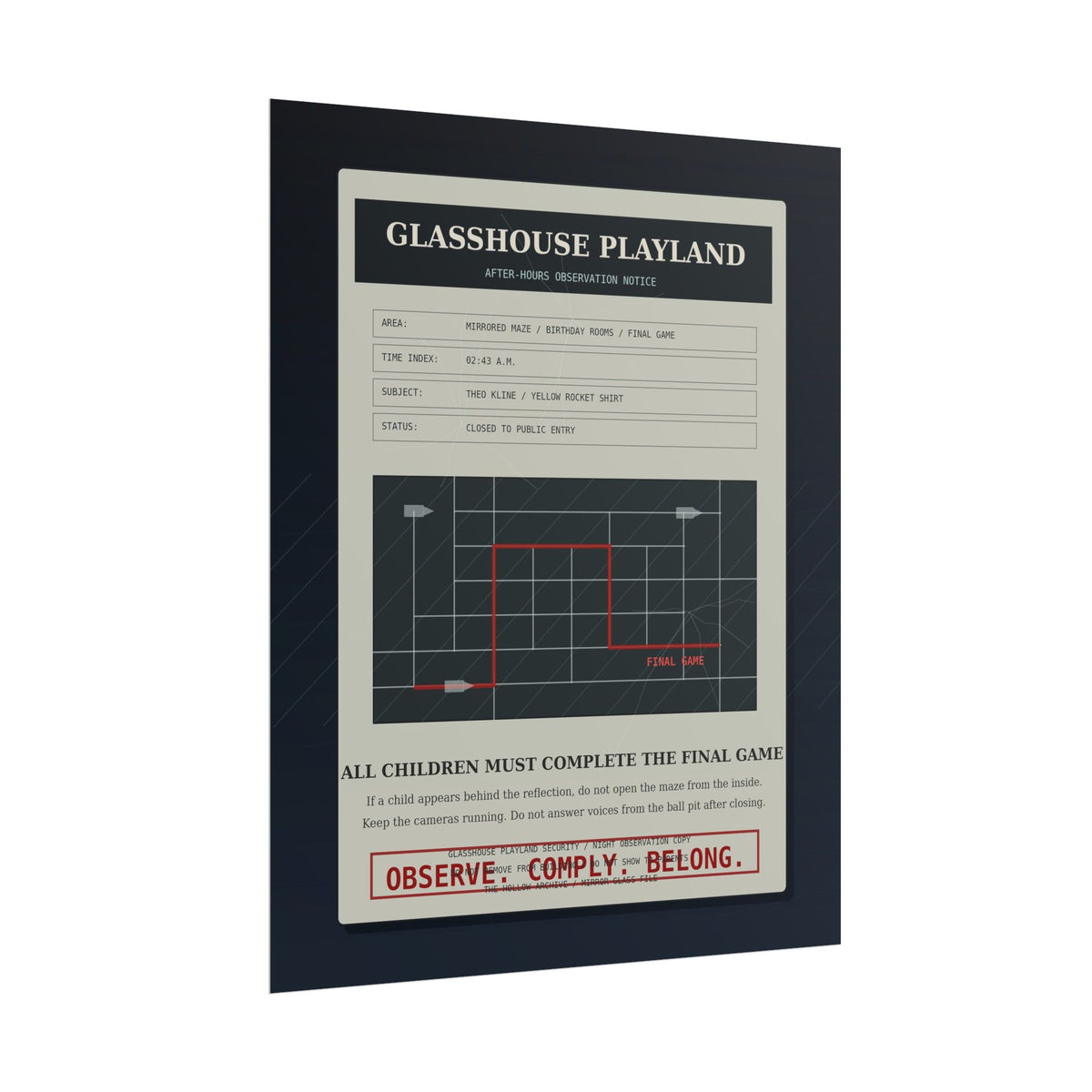 The Glass Playground Observation Notice Poster