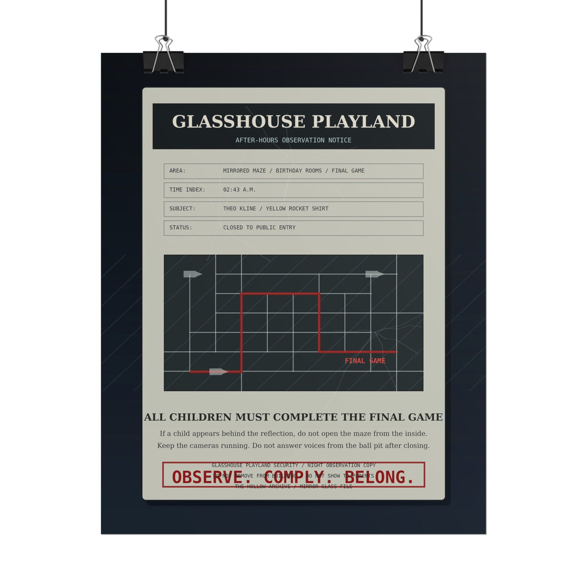 The Glass Playground Observation Notice Poster