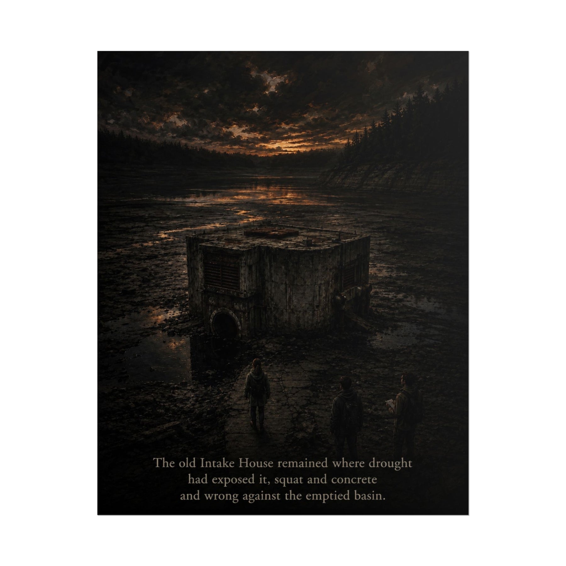 The Intake House Drought-Exposed Reservoir Scene Poster