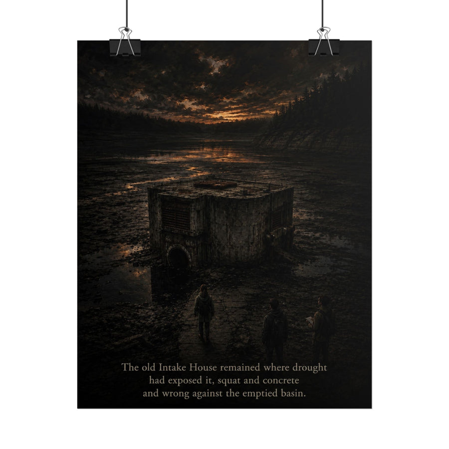 The Intake House Drought-Exposed Reservoir Scene Poster
