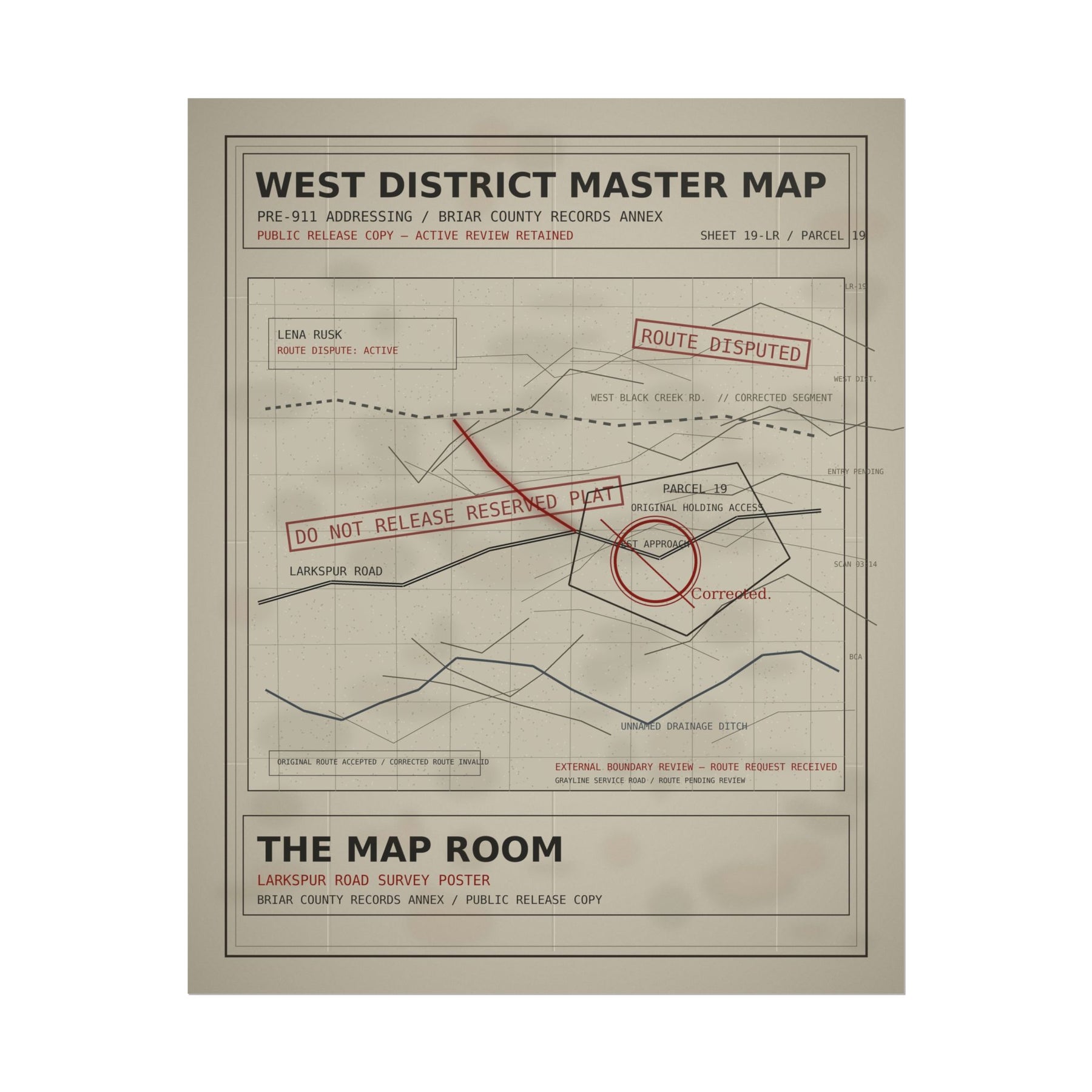 The Map Room Larkspur Road Survey Poster