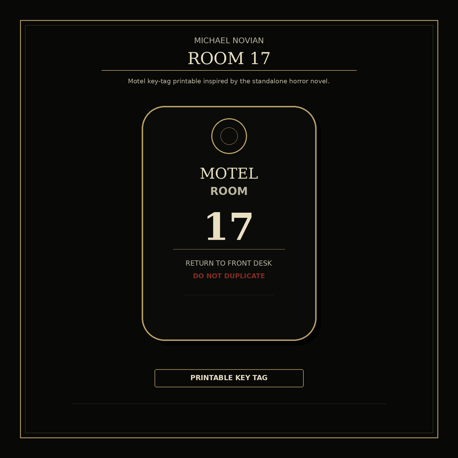 Room 17 Motel Key Tag Printable by Michael Novian