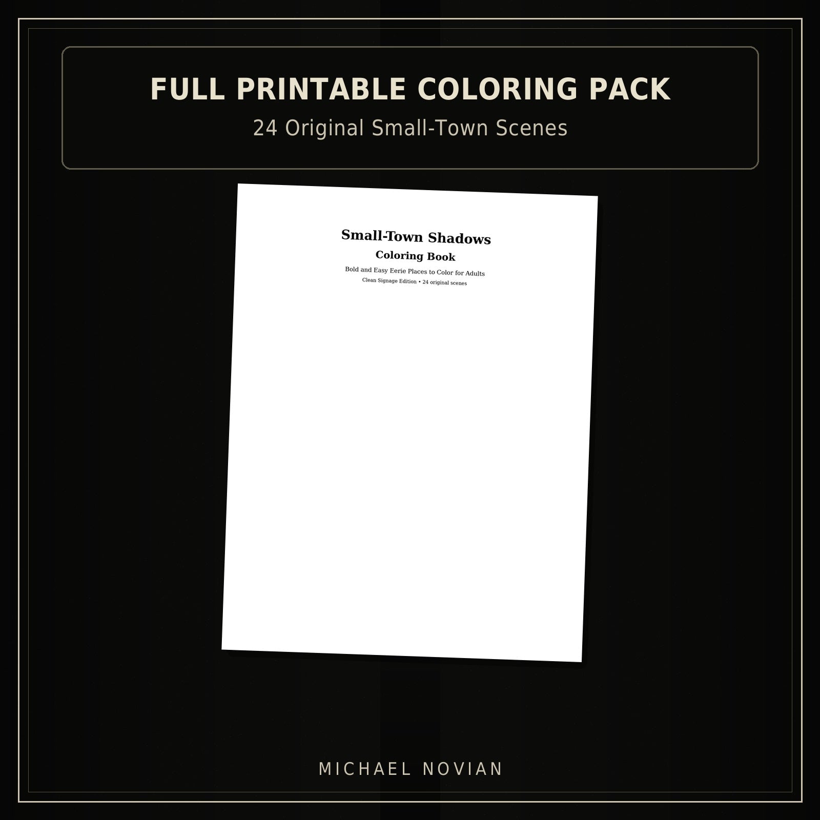 Small-Town Shadows full printable coloring pack cover image