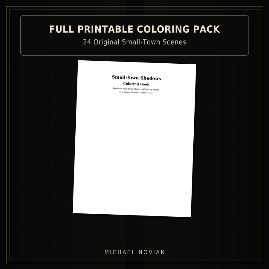 Small-Town Shadows full printable coloring pack cover image