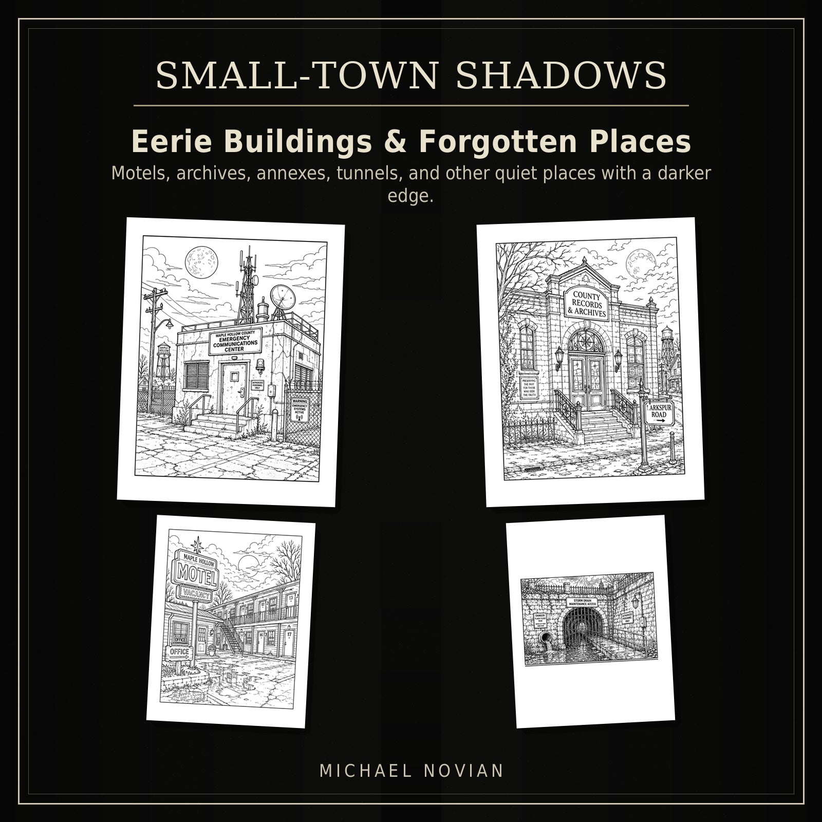 Small-Town Shadows full printable coloring pack preview image 2