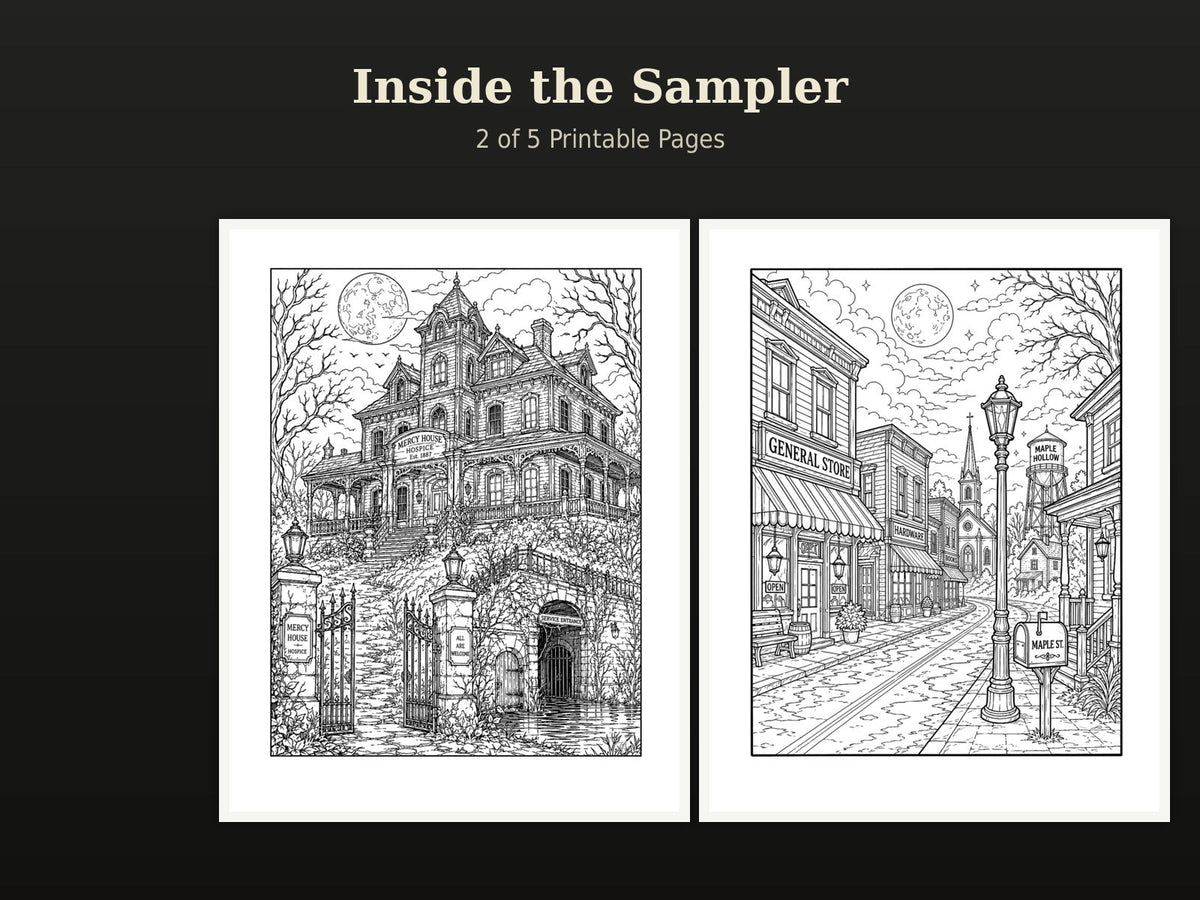 Small-Town Shadows Coloring Sampler preview image 1