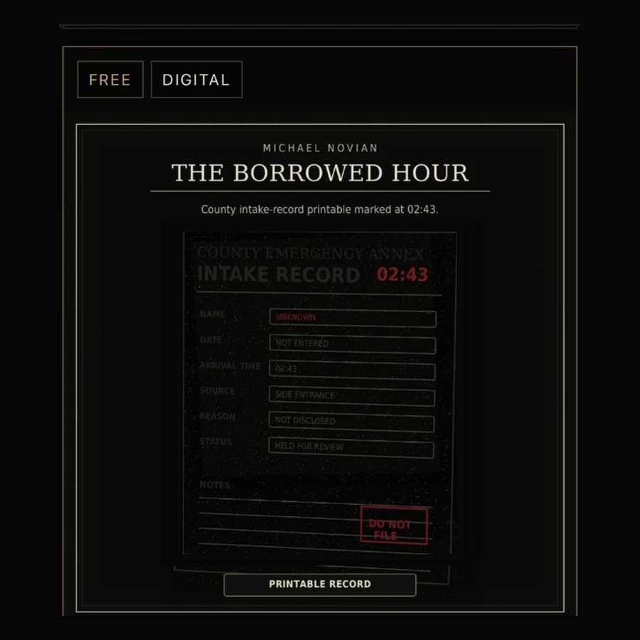 The Borrowed Hour Intake Record Printable by Michael Novian